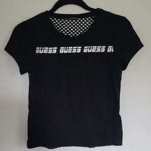 Guess Kids Activewear Black Tee with Mesh Detail